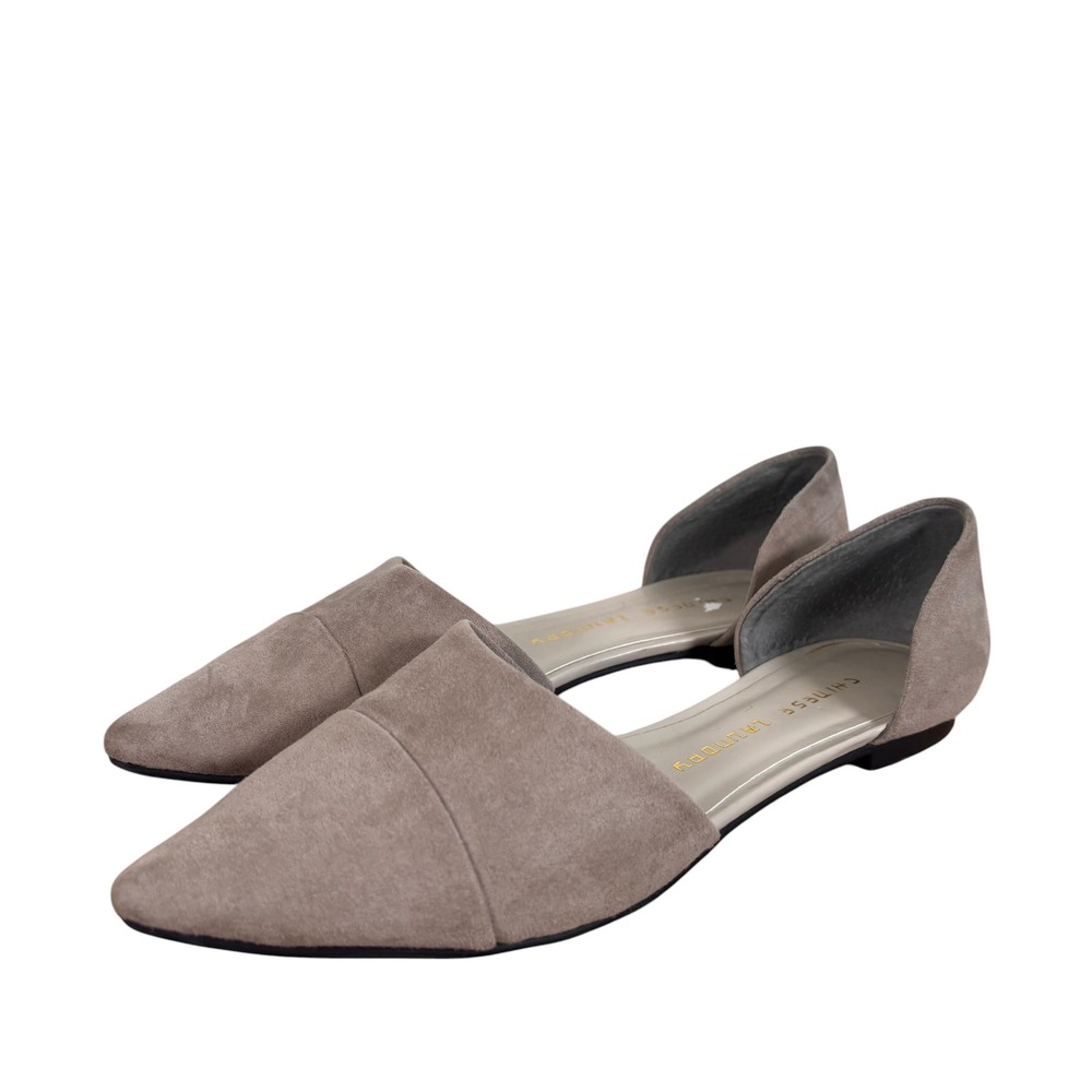 Chinese Laundry Ely Women Taupe Grey Faux Suede Pointed Toe D'Orsay Flats 7.5 38